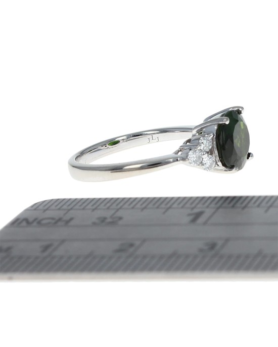 Green Tourmaline and Diamond Ring in Gold